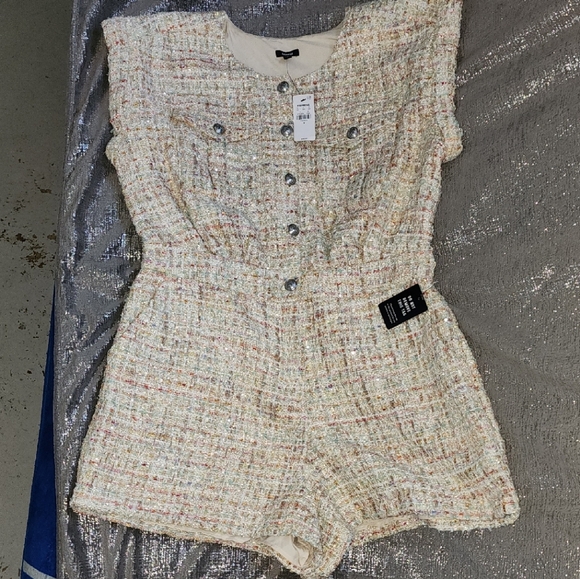 Express Multicolor Tweed Romper - Picture 1 of 3
